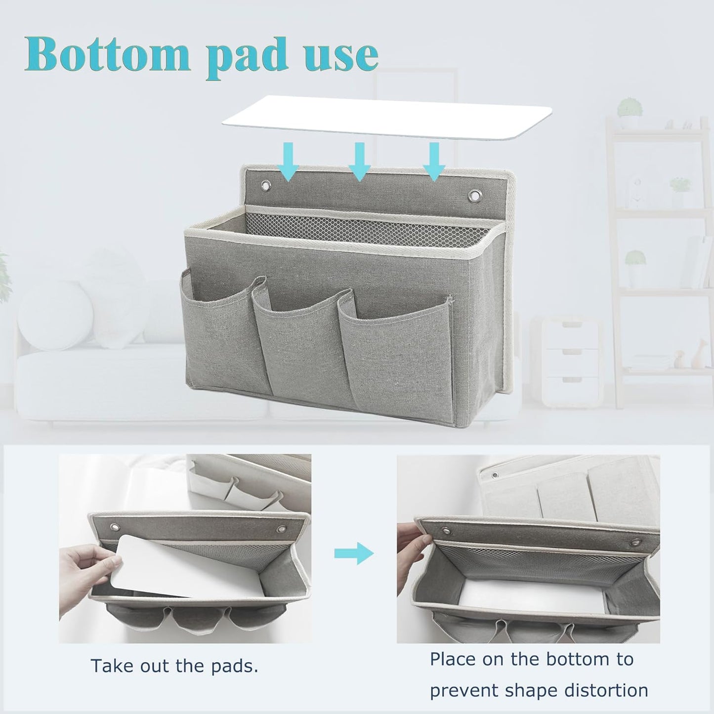 Wall Hanging Organizer Bag/Hanging Baskets with Large Mesh Compartment & 3 Pockets,Over the Door Hanging Organizer Space Saving Storage for Bedroom,RV Camper, Closet (Gray - 1 Pack)