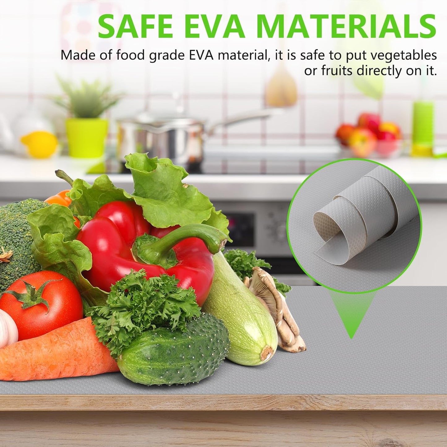 Light Gray Shelf Liners for Kitchen Cabinets Non Adhesive Drawer Liner for Bathroom Waterproof Refrigerator Liners for Shelves Fridge Plastic Mats Cabinet Cupboard Liner 17.5 x 393.7 Inches