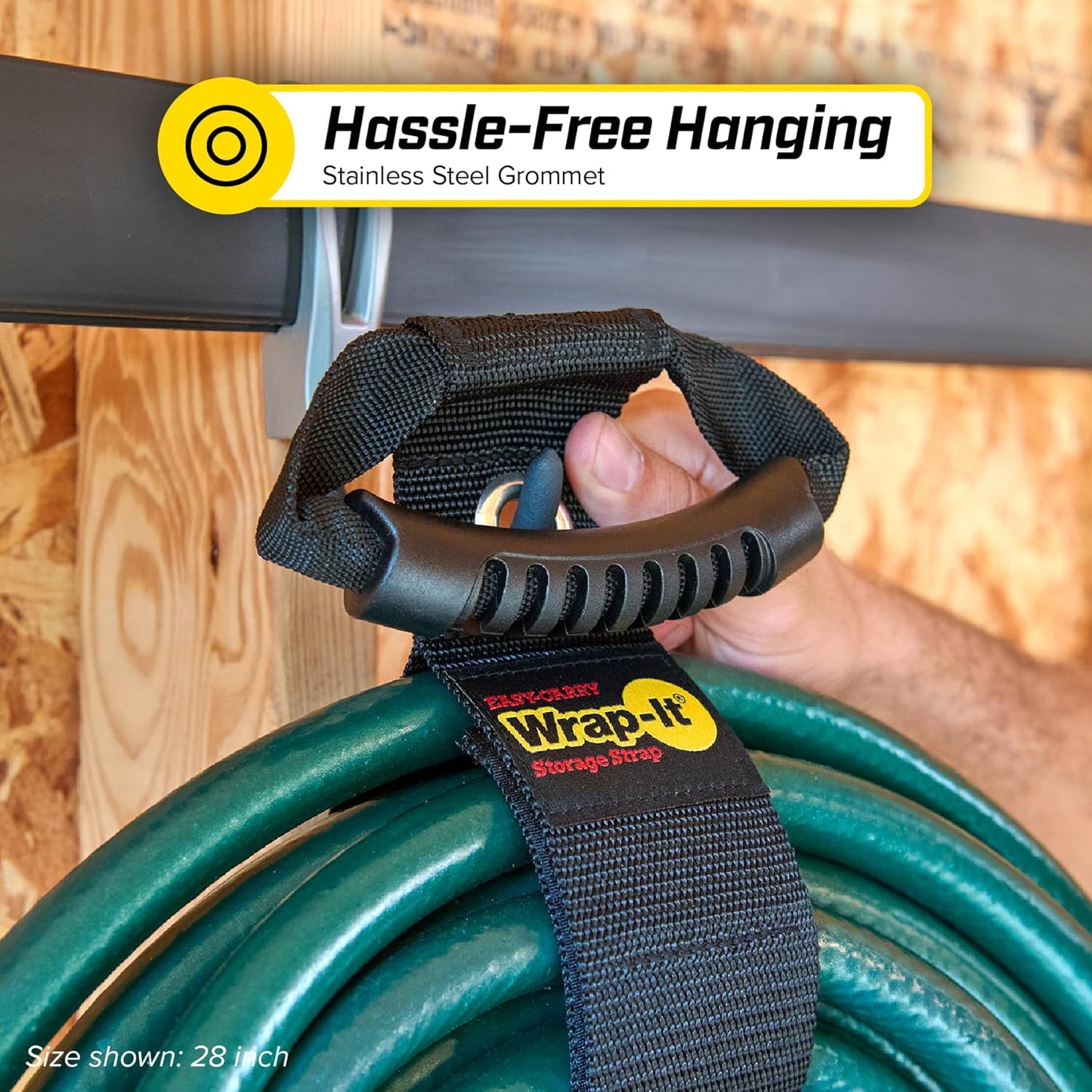 Easy-Carry Wrap-It Storage Straps - 36” (2-Pack) Black with Grommet - Heavy Duty Cord Carrying Strap Keeper and Extension Cord Organizer
