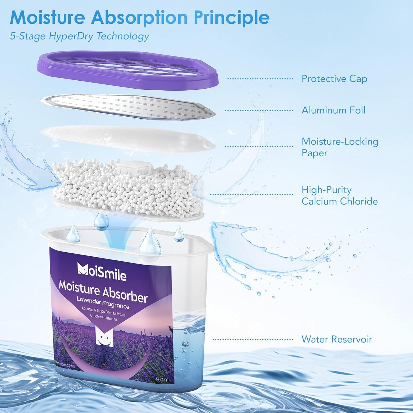 Moisture Absorbers 12 Pack, Lavender Fragrance Closet Dehumidifier for Bathroom, Car & Basement, 10.5 oz Refillable Humidity Absorber Boxes