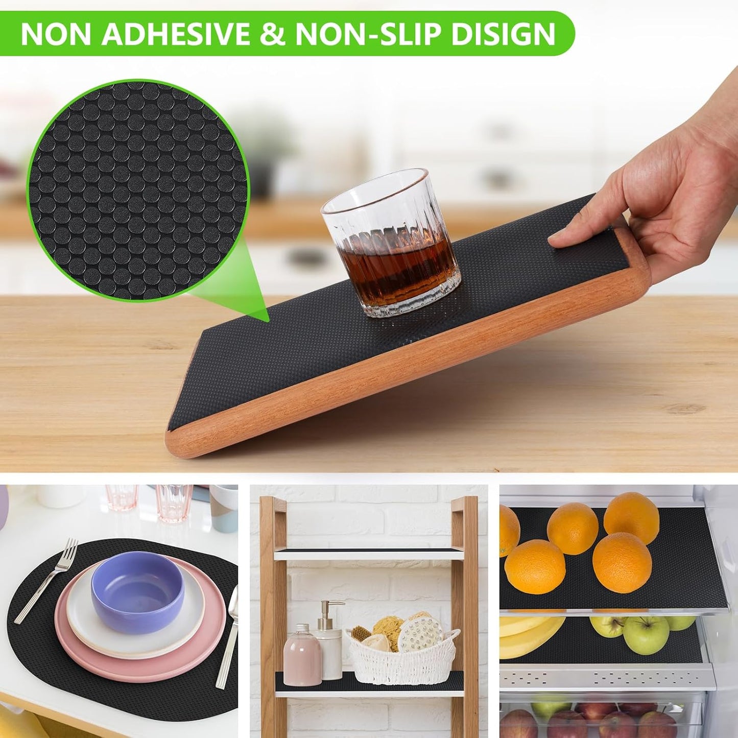 Black Shelf Liners for Kitchen Cabinets Non Adhesive Drawer Liner for Bathroom Waterproof Refrigerator Liners for Shelves Fridge Plastic Mats Cabinet Cupboard Liner 11.8 x 236.2 Inches x 2 Rolls