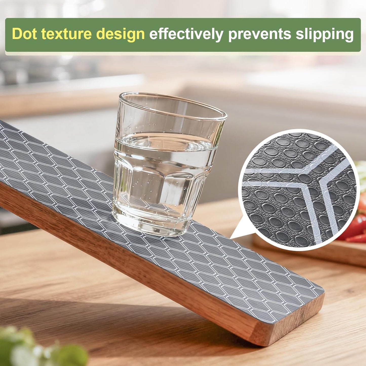Non Adhesive Shelf Liner, Waterproof Drawer Liners for Kitchen Cabinet Refrigerator, No Slip Bathroom Sink Liners, Cupboard Fridge Liner EVA Place Mat Roll -17.5" x 118" Grey