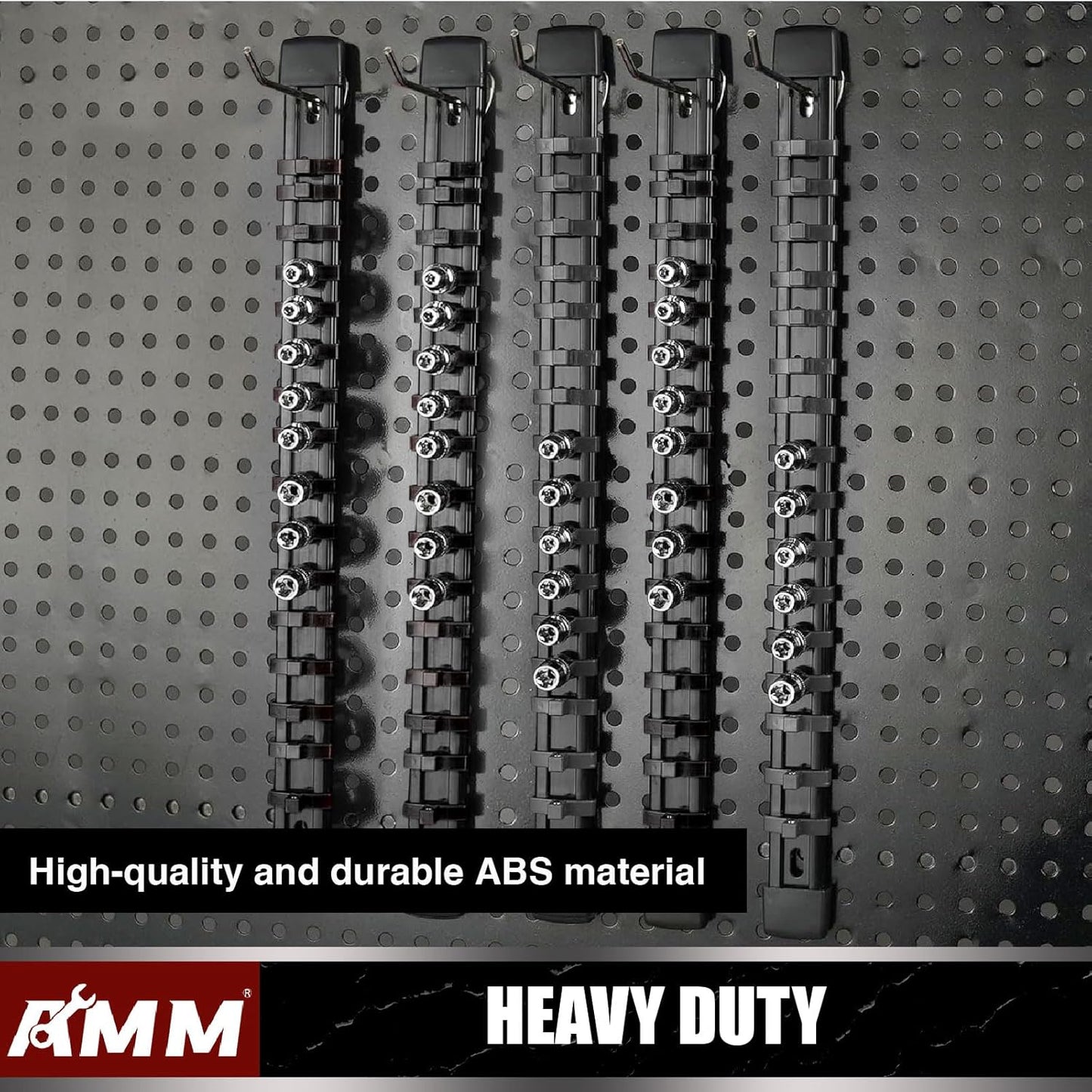 AMM 6-Piece Socket Organizer,1/4 inch Drive ABS Tools-Socket Holder,Heavy Duty Socket Racks,Premium Quality Socket Clip Rail Holder,The best tool trays in the garage