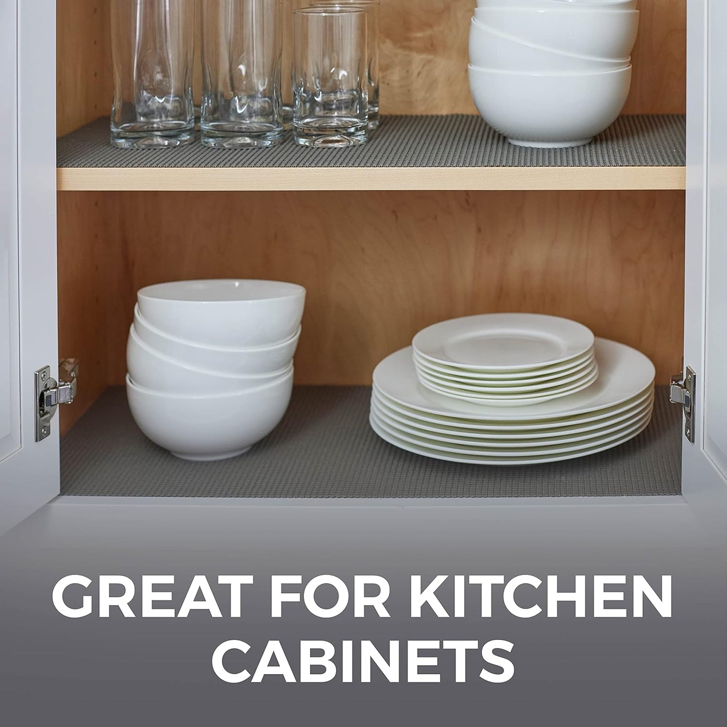HOME GENIE Shelf Drawer and Cabinet Liner, Durable with Strong Grip, 17.5 IN x 10 FT, Non Adhesive Liners Protect Kitchen Cabinets and Cupboard, Pantry, Bathroom Drawers and Shelves, Desks, Slate Gray
