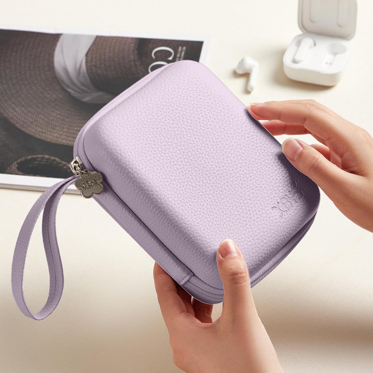 Charger Case for Macbook, Portable Tech Electronic Organizer Bag,Travel Storage Pouch for Laptop Accessories, MacBook Power Adapter, Charging Cords, USB Drives, Power Bank (Purple, L)
