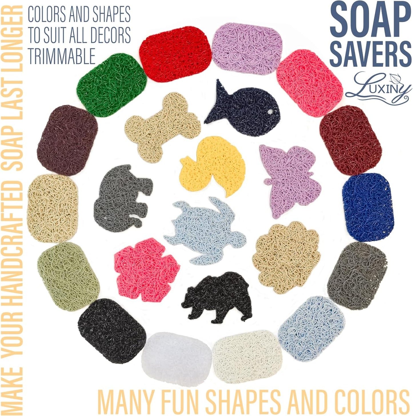 Soap Savers for Bar Soap, American Made by Luxiny, Lifts Soap in Soap Dishes & Shower Soap Holders -Handmade Soap Lasts Longer -Made from Plant Based Materials (Sand - 2 Pack)