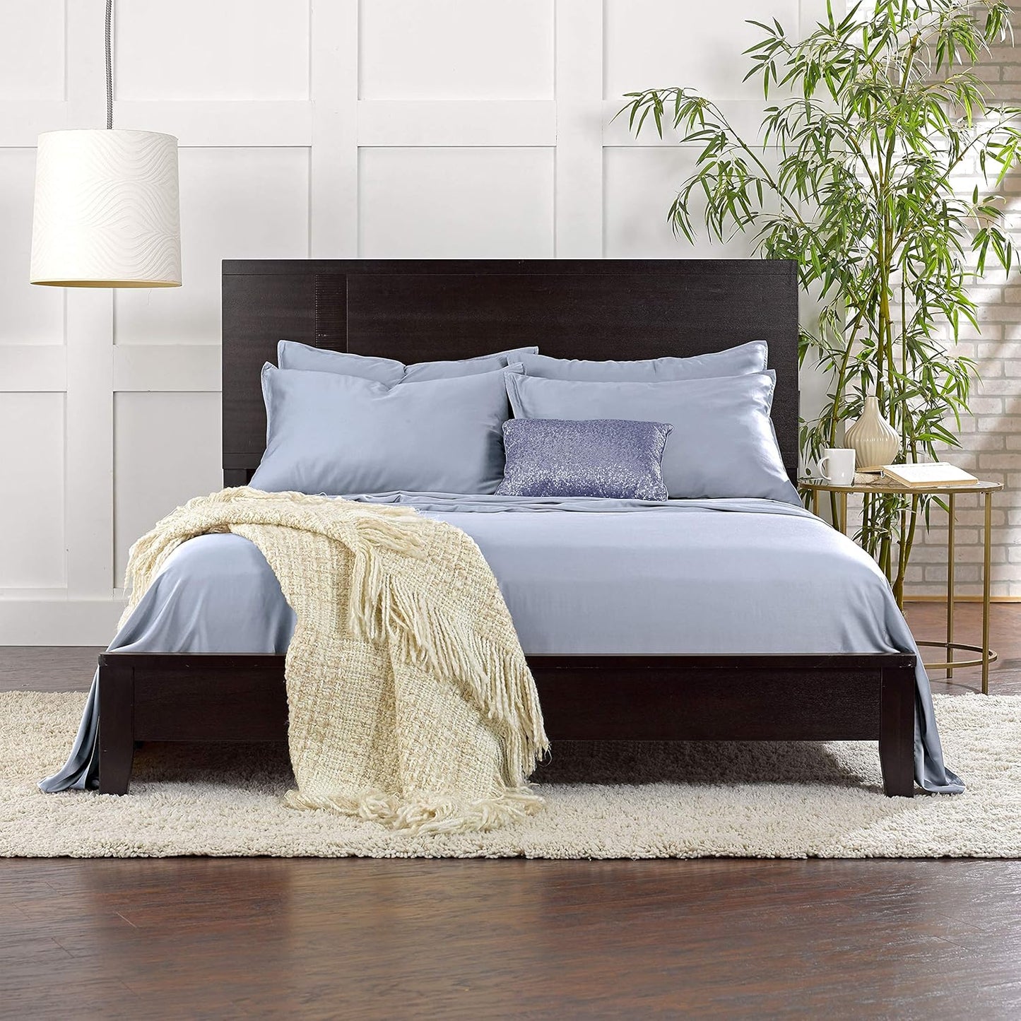 King Pillowcases by Pure Bamboo, Genuine 100% Organic Viscose Derived from Bamboo, Luxuriously Soft & Cooling, Double Stitching, Envelope Closure (2 King Pillowcases, Sterling Blue)