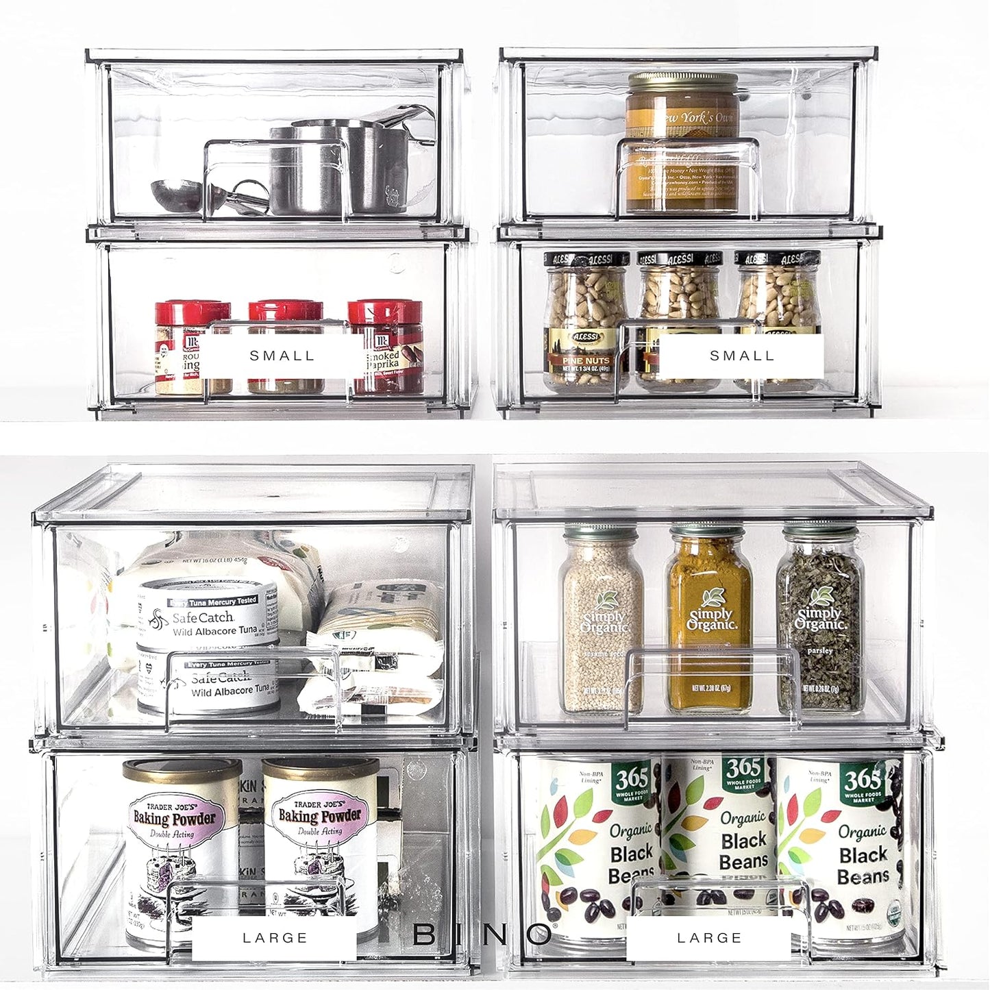 BINO | Stackable Plastic Storage Drawers, Large - 6 Pack | THE CRATE COLLECTION | Multi-Use Storage Bins with Drawers | BPA-Free | Pantry Organization | Home Organization | Fridge Organizer