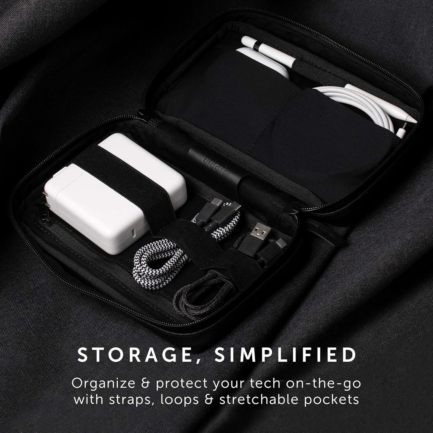 Native Union Stow Organizer – Premium Travel Tech Kit Crafted with Durable Canvas – Keep Essentials Organized with Flexible Storage & Quick-Access Pocket for Cables, Chargers, SIM Card & More (Indigo)