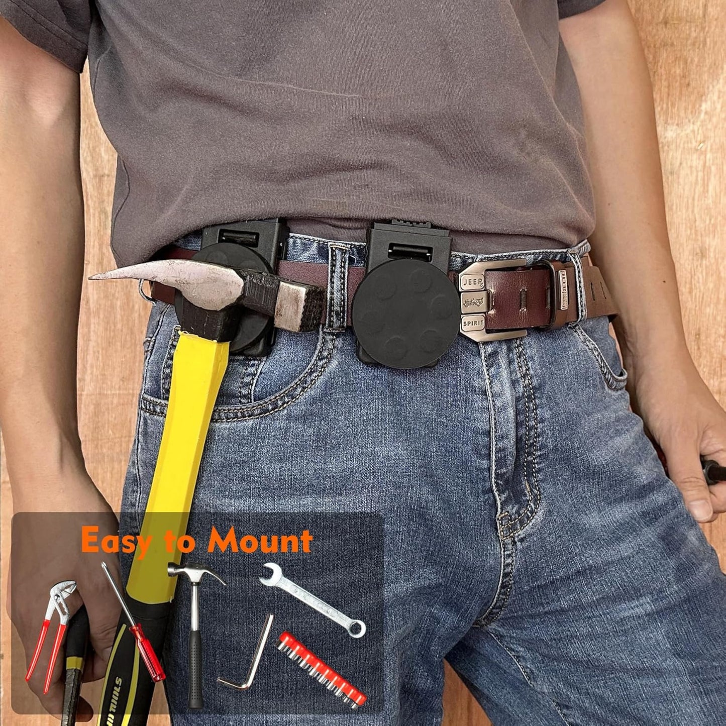 MUTUACTOR Magnetic Tool Belt Clip,2PCS Anti-Slip Heavy Duty Belt Clips Magnet Holster,Strong Neodymium Magnetic Tool Holder Clips for Organizing Screws, Hammers, Sockets, Pliers, Drills, Wrenches