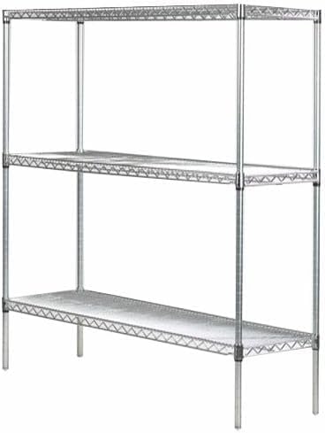 Omega Stainless Steel Shelves, 24" Deep x 24" Wide x 34" High 3 Tier Heavy Duty Wire Shelving Unit for Kitchen Garage Office Restaurant Warehouse 800-lb Per Shelf Weight Capacity