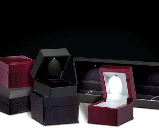 Allure - Luxury Bracelet Box With LED Light, Elegant Diamond Bracelet Case, For Unique Proposal, Engagement Or Wedding, Long Rectanglar Black Velvet Interior Jewelry Display Gift Box.