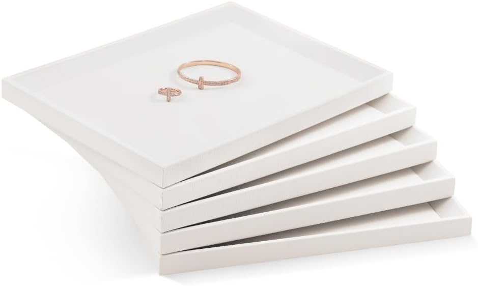 Jewelry Tray, Leather Tray,Luxury White Tray For Earring,Ring,Bracelet,Flat Tray For Dresser