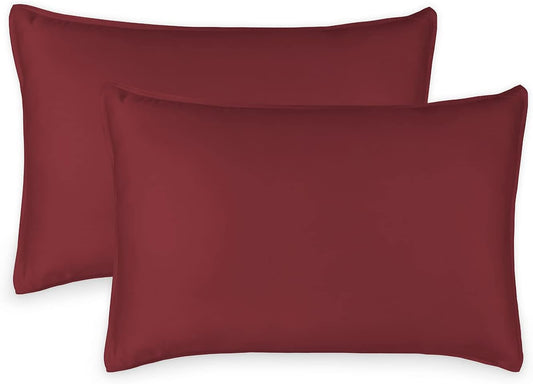 King Pillowcases by Pure Bamboo, Genuine 100% Organic Viscose Derived from Bamboo, Luxuriously Soft & Cooling, Double Stitching, Envelope Closure (2 King Pillowcases, Merlot)