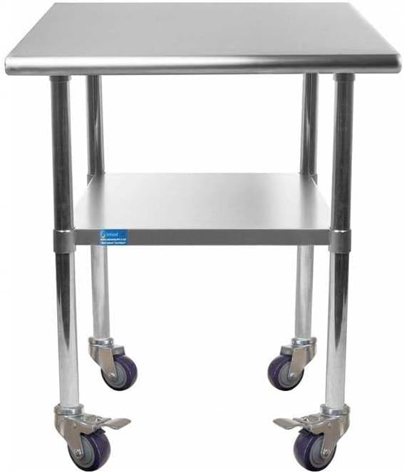 AmGood 36" Long x 36" Deep Stainless Steel Table with Casters