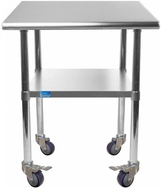 AmGood 36" Long x 36" Deep Stainless Steel Table with Casters