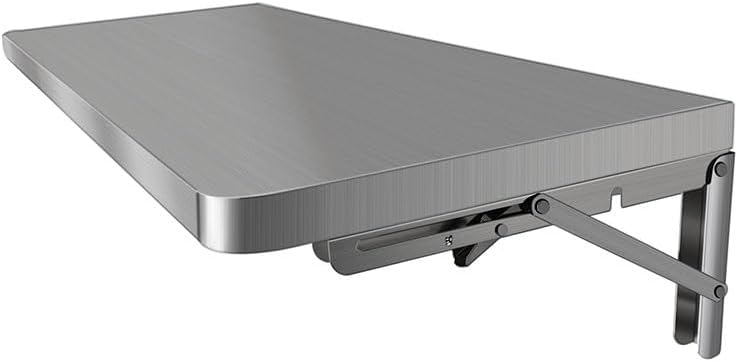 304 Stainless Steel Folding Wall Shelf Wall Mount Kitchen Storage Shelves Rounded Corners Food-grade Folding Table Thickened Bracket for Laundry Room Garage Restaurant.(120x30cm/47.2x11.8in)