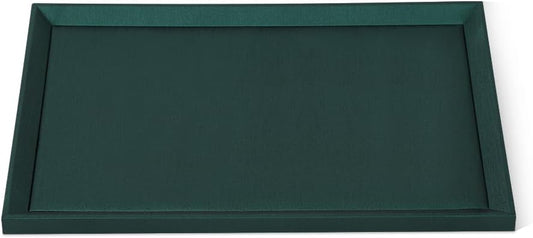 Flat Tray For Jewelry, Premium Green Leather Jewelry Tray, Large Jewelry Display Tray For Watch, Necklace, Ring, Pendants