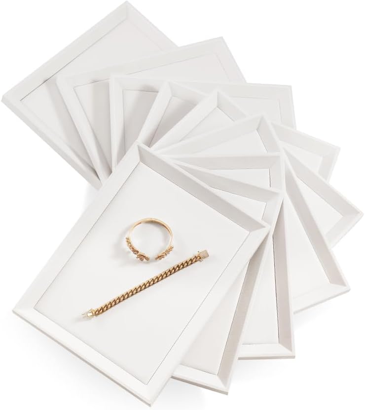 Jewelry Tray, Leather Tray,Luxury White Tray For Earring,Ring,Bracelet,Flat Tray For Dresser