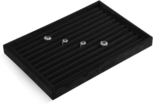 Ring Display Tray, Velvet Jewelry Trays,Premium Ring Organizer,Luxury Stud Earring Organizer,Black Jewlery Organizer