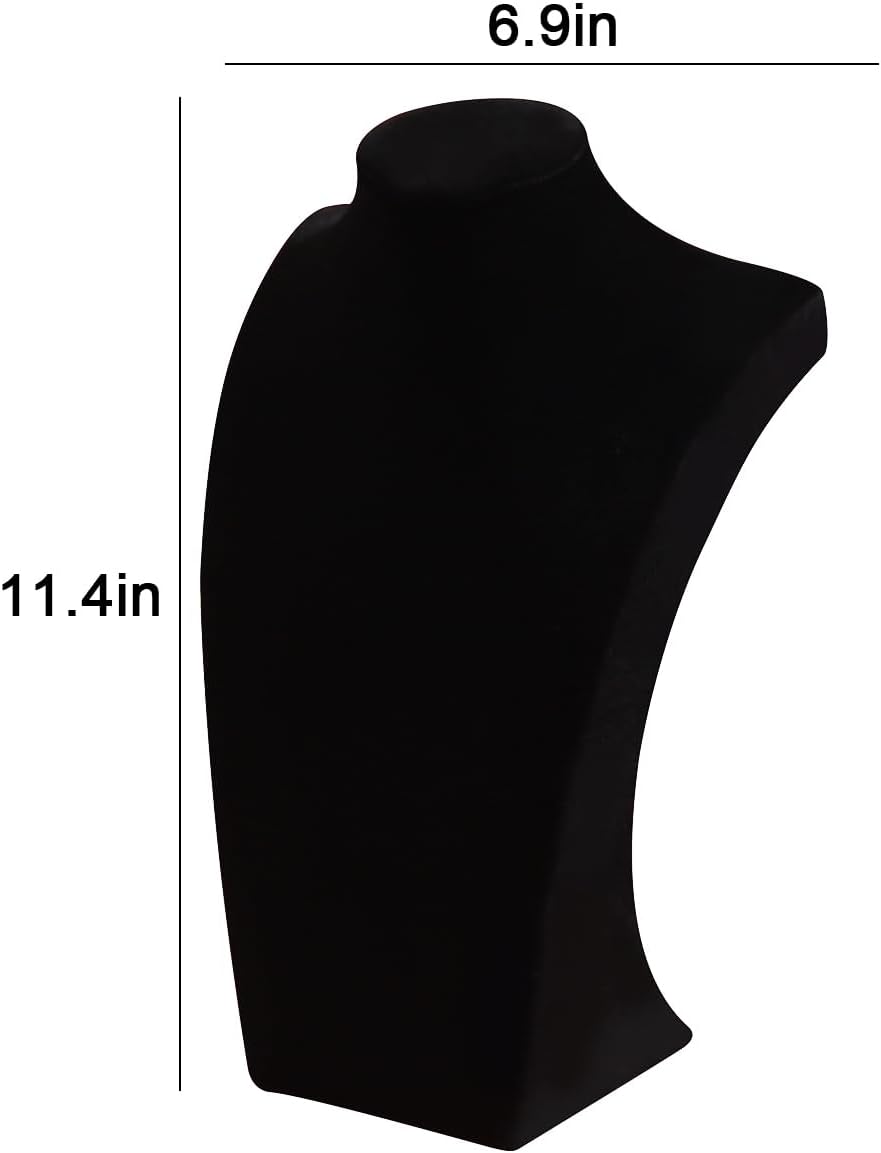 Coward Necklace Bust Stand for Selling Show, Black Velvet Necklace Jewelry Display Holder for Home Use or Store Shop Show (11" Hight)