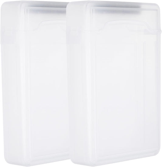 PATIKIL 6.5" x 4.5" Hard Drive Disk Case, 2Pcs Plastic Hard Disk Storage Box Portable Anti-Static Case for 3.5" External SSD HDD, White