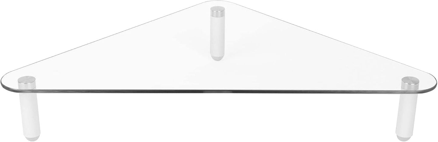 Kantek Glass Corner Monitor Riser, 19.7" x 11" x 3.25", Clear, Supports 40 lbs