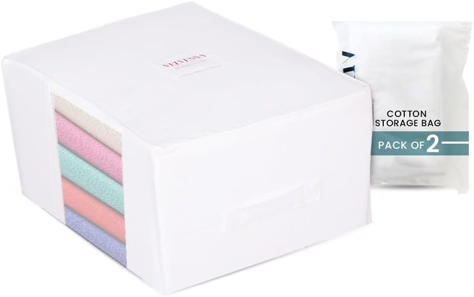 Cashmere Sweater Storage Bags | PACK OF 2 |Breathable & Washable Sweater Storage Bags | Suitable Clothes Organizer For Sweaters, Merino Wool, Scarves and more