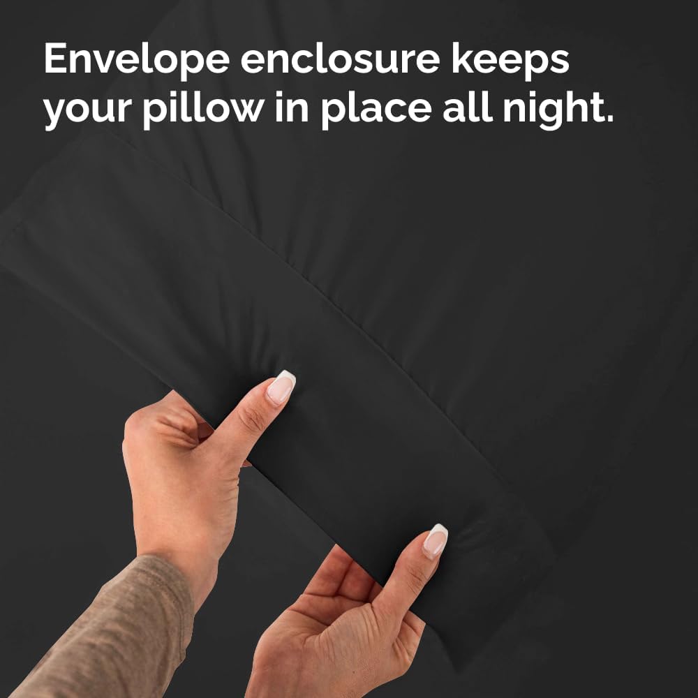 Queen Pillow Cases - 2 Pack - Super Soft Pillowcase Covers - Envelope Enclosure - Hotel Quality Pillow Protectors - Wrinkle Free, Fade, Shrink & Stain Resistant - Machine Washable - 20" x 30" (Black)