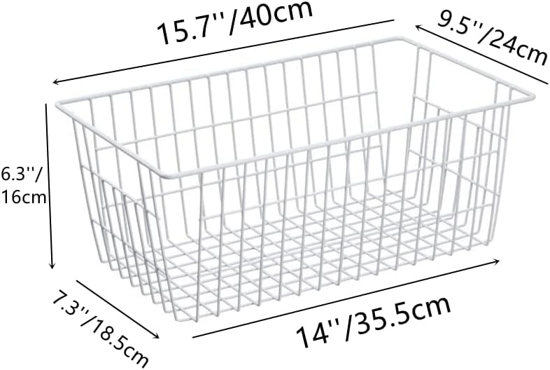 Wire Storage Basket Freezer Organizer Bins Metal Wire Baskets Organizer Storage Baskets for Kitchen, Cabinets, Pantry, Freezer, BathroomSet of 3