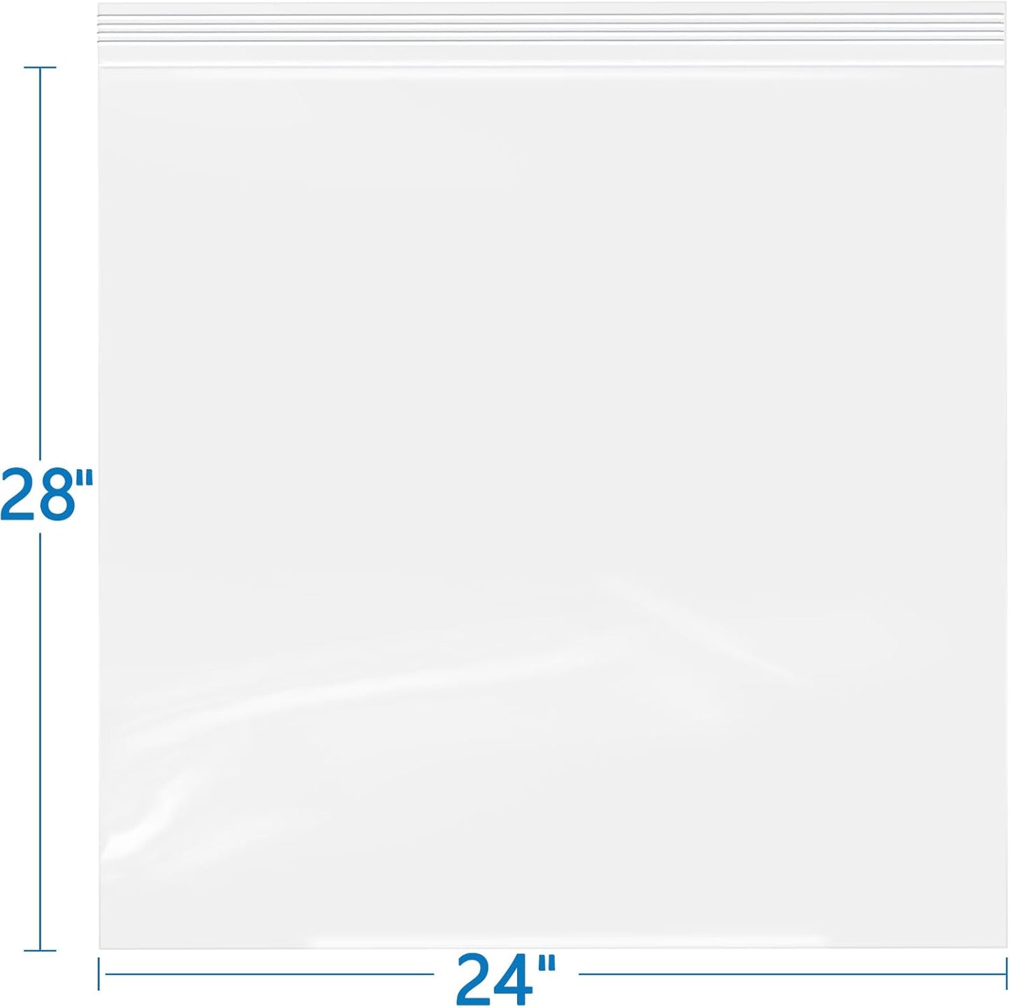 iMailer- 24" x 28" 50 Pack- 2 Mil Resealable Zip Bags- Clear Plastic Bags with Zip Top Lock for Storage, Organizing, Crafts, Travel