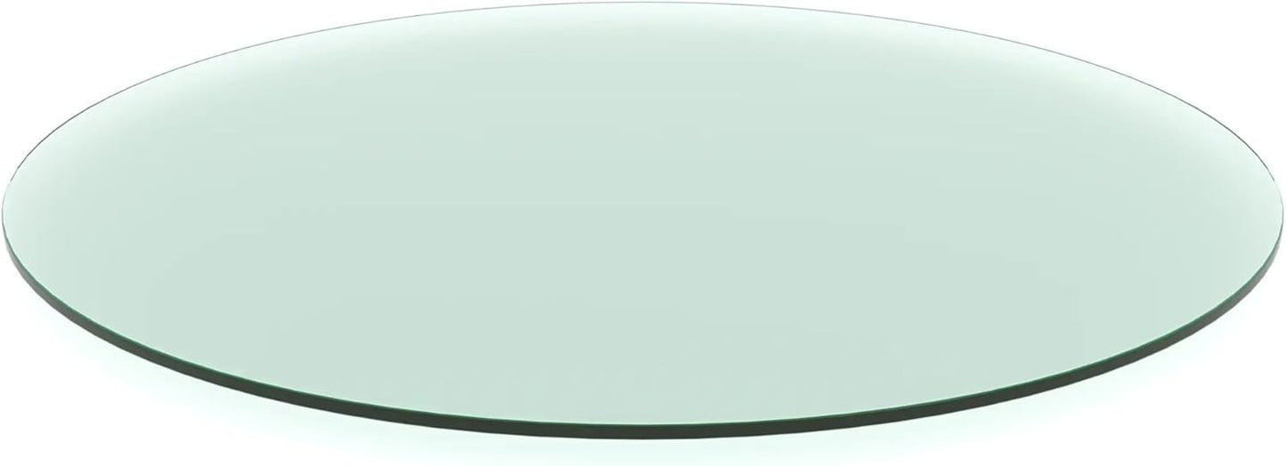 Econoco Folding Round Garment Rack, Adjustable Height Retail Display, Chrome Finish (36" Rack with Glass Shelf Topper)