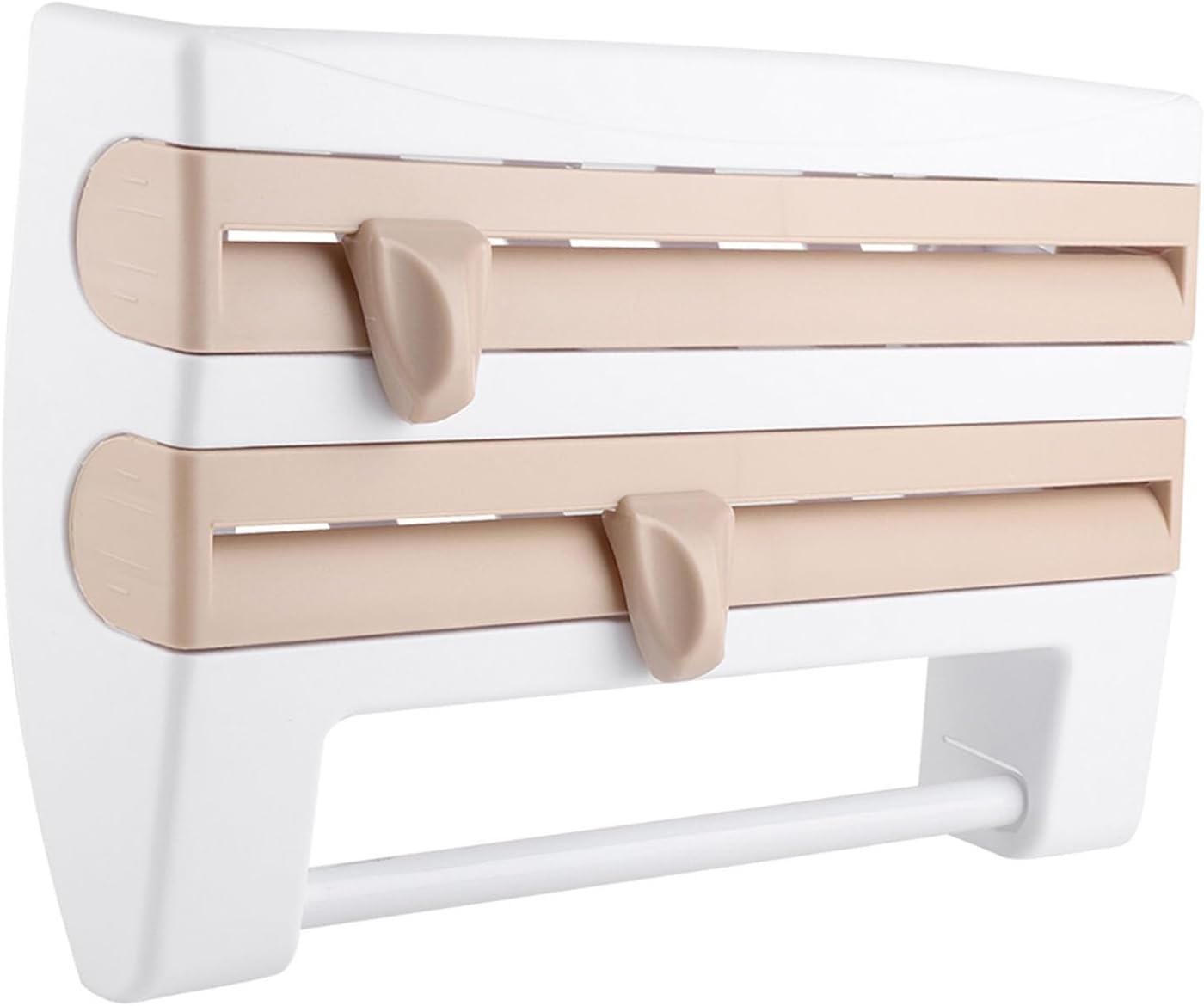 GOTOTOP Kitchen Cling Film Holder, WallMounted Organizer with Cutter for Food Wrap and Foil, Practical Storage Solution for Home Cooking 39 X 10 X 24 Cm (Khaki)