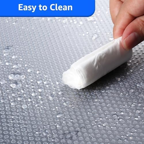 PABUSIOR Clear Cabinet Shelf Liner: 14.4" x 96 Inch Translucent Kitchen Drawer Mat - EVA Waterproof Easy to Cut Refrigerator Liner