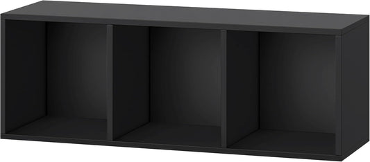 IOTXY DIY Modular Cube Bookcase - CubeXY Customizable Stackable Expandable Basic Shelving Units, 3-Cube Wooden Open Bookshelf for Fabric Storage Bin Organizer, Black