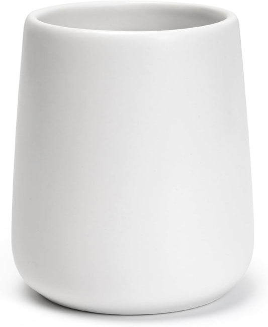 Bathroom Tumbler Cup Ceramic 13.5oz Reusable Toothbrush Cup 400ml, Toothbrush Holder Adequate for Your Bathroom (White)