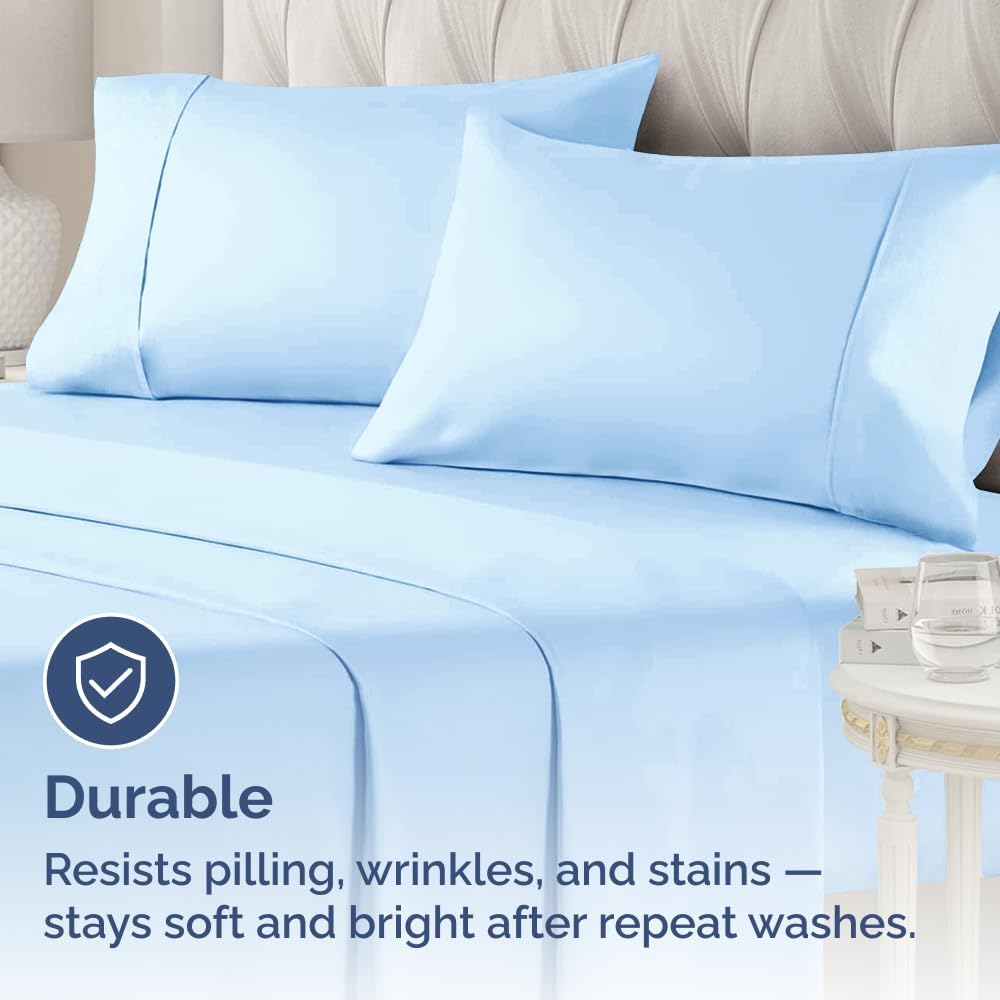 King Pillow Cases - 2 Pack - Super Soft Pillowcase Covers - Envelope Enclosure - Hotel Quality Pillow Protectors - Wrinkle Free, Shrink & Stain Resistant - Machine Washable - 20" x 40" (Light Blue)