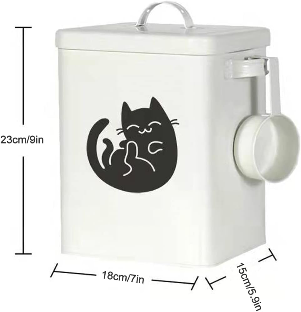 Dog and Cat Food Storage Container 6L, Cute Pet Food Storage Containers with Lids Airtight, Metal Cat Food Bin with Measuring Cup, Durable Airtight Cat Food Container for Pet Owners(#1)