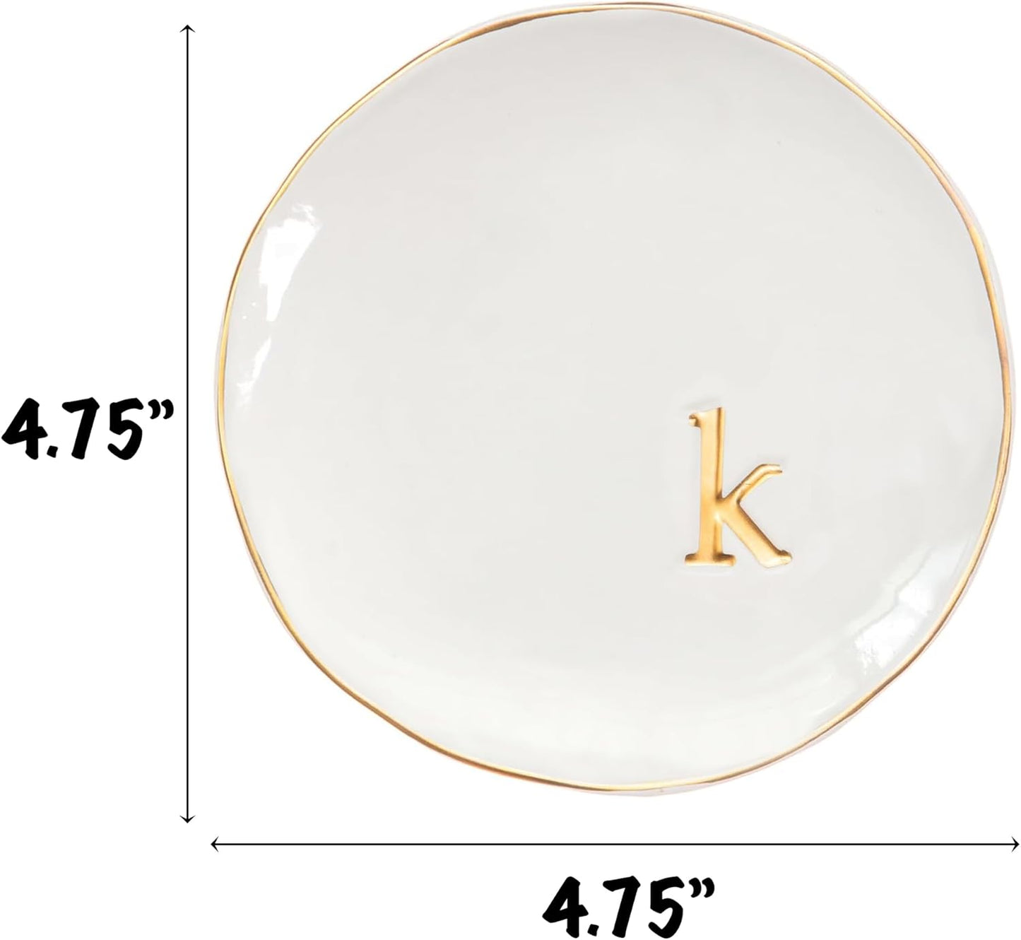 COLLECTIVE HOME - Ceramic Jewelry Tray, Decorative Trinket Dish for Rings Earrings Necklaces Bracelet Watch Keys, Birthday Mother's Day Christmas Gift for Women, 4.75", Glossy (k)
