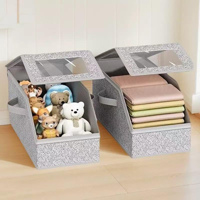 Hat Organizer for Baseball Caps, Hat Storage Holder Container for Closet Hold Up to 12 Caps with Clear Window, Hat Boxes for Home Storage | 1Pcs Grey