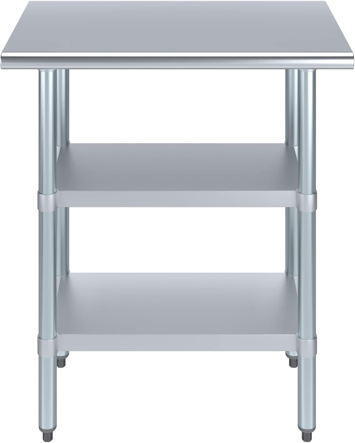 AmGood Stainless Steel Work Table with 2 Shelves | NSF | Metal Utility Table (30" Long x 18" Deep)