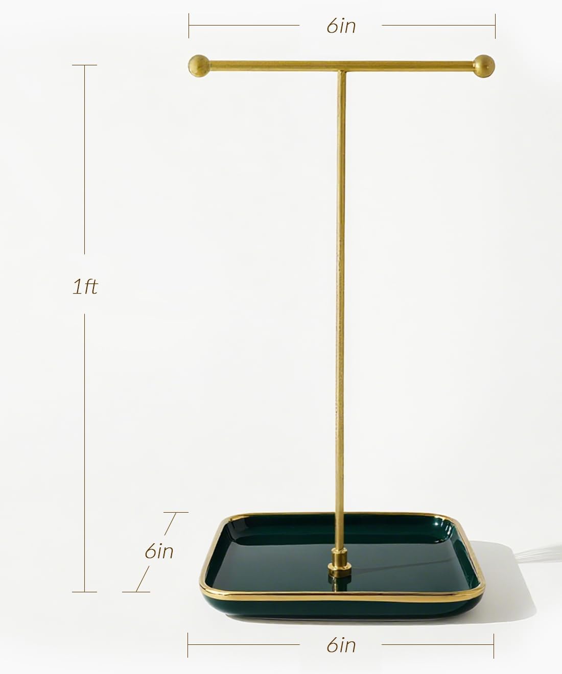 VROOMIUM Necklace Holder- Ceramic Base 1ft Height Jewelry Organizer Stand, Aesthetic Jewelry Hanger Display for Necklaces, Bracelets, Rings, Exhibidor de Collares-Elegant Green