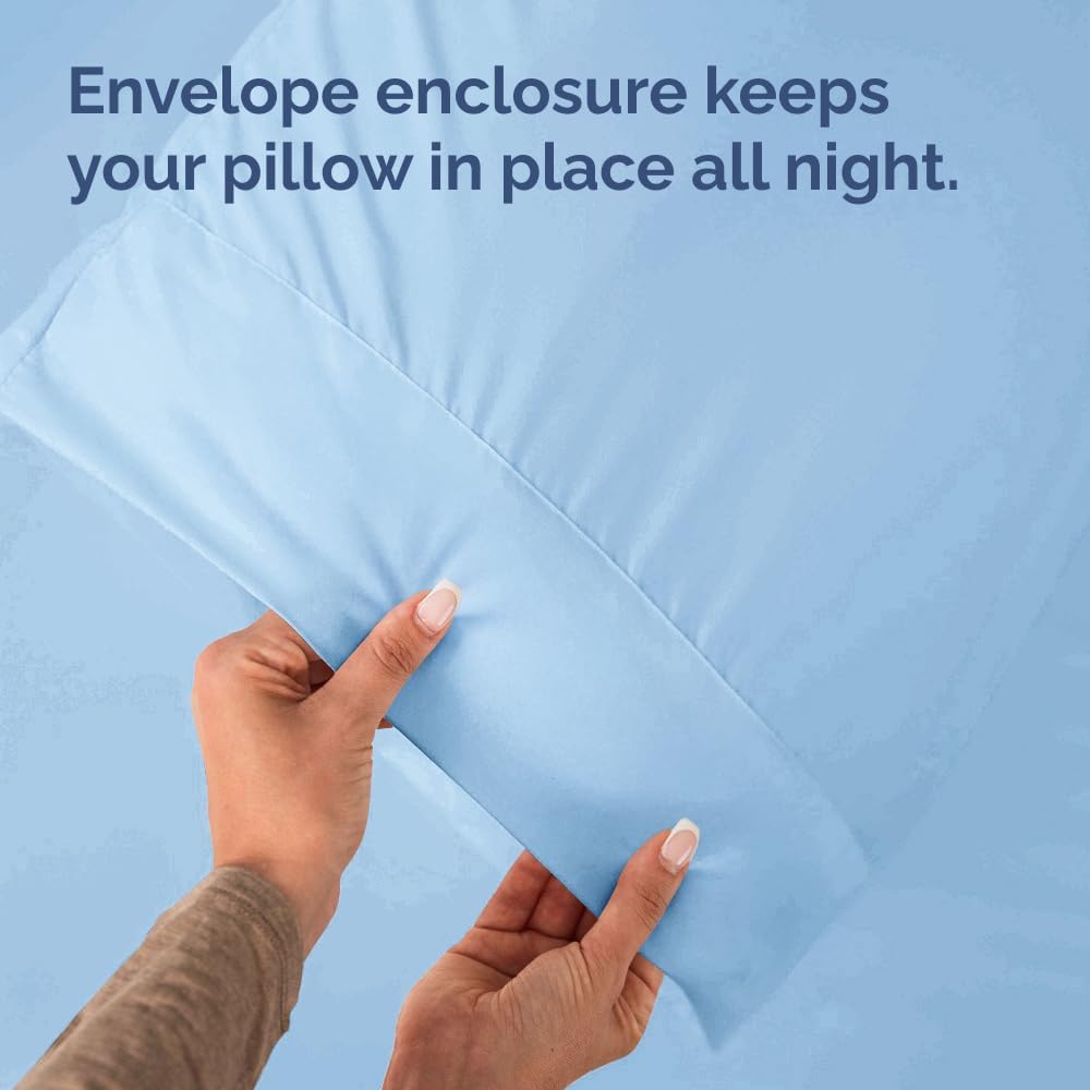 Queen Pillow Cases - 4 Pack - Super Soft Pillowcase Covers - Envelope Enclosure - Hotel Quality Pillow Protectors - Wrinkle Free, Shrink & Stain Resistant - Machine Washable - 20" x 30" (Light Blue)