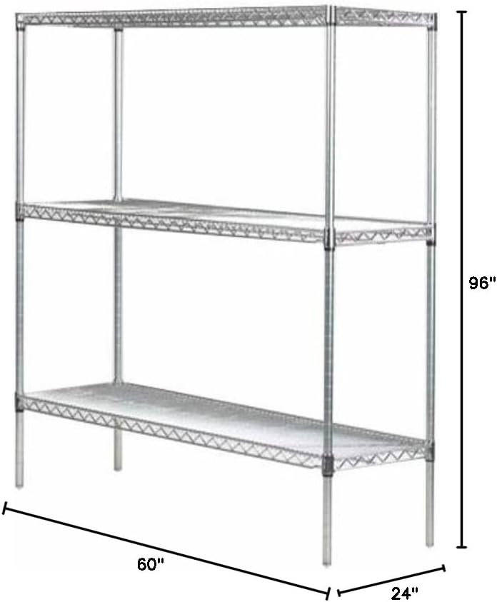 Omega 24" Deep x 60" Wide x 96" High 3 Tier Chrome Starter Shelving Unit