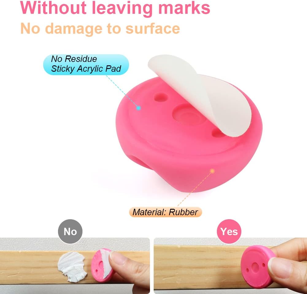 Shintop Cable Clips, Desk Cable Drop, Desk Wire Clips for All Your Computer, Electrical, Charging or Mouse Cord (Colorful,6pcs)