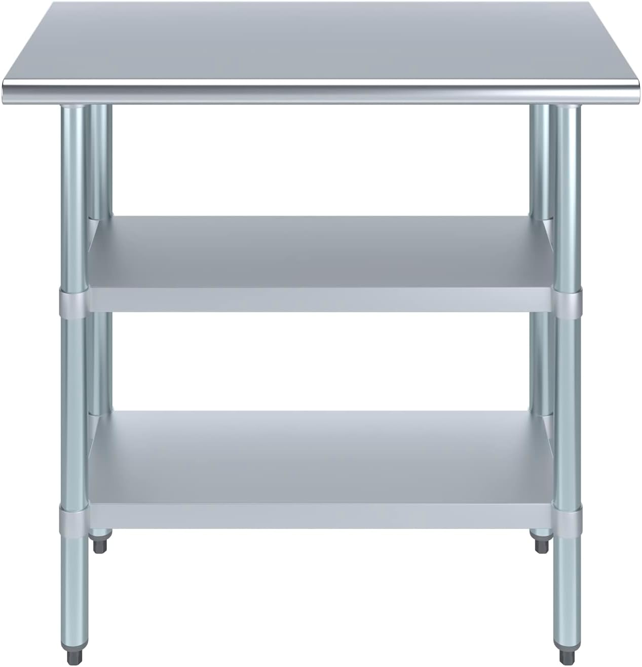 AmGood Stainless Steel Work Table with 2 Shelves | NSF | Metal Utility Table (36" Long x 18" Deep)