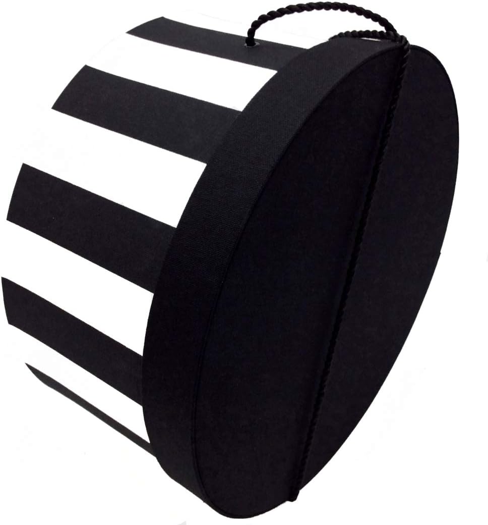 Sarah's Hat Boxes Classic Wide Stripe Hat Box – 11" x 5.5" (Dia. x Ht.) Handmade in USA – Odorless Non-Toxic Adhesive, Cording Handle – Premium Storage for Hats & Accessories