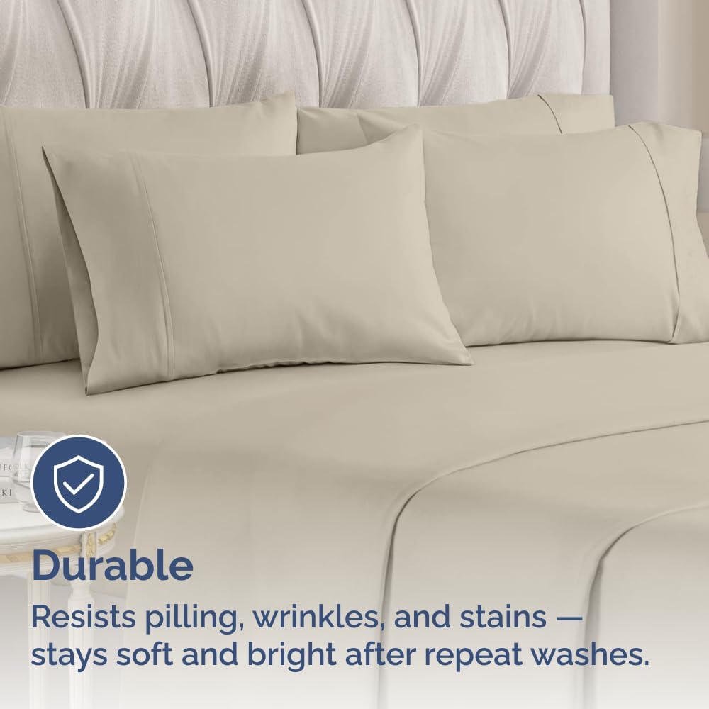 King Pillow Cases - 4 Pack - Super Soft Pillowcase Covers - Envelope Enclosure - Hotel Quality Pillow Protectors - Wrinkle Free, Fade, Shrink & Stain Resistant - Machine Washable - 20" x 40" (Wheat)
