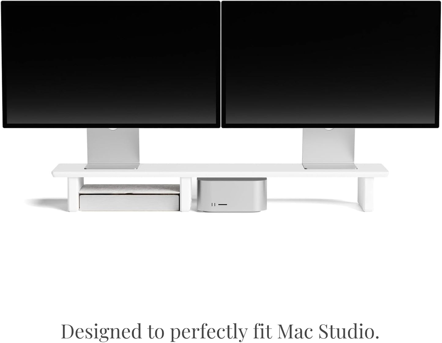 Raico Desk Cockpit Shelf Monitor Stand System Dual Screen Setup Wood Large Desk Accessory Organizer Unit (Matte White, Medium v2 | 36 Inches)