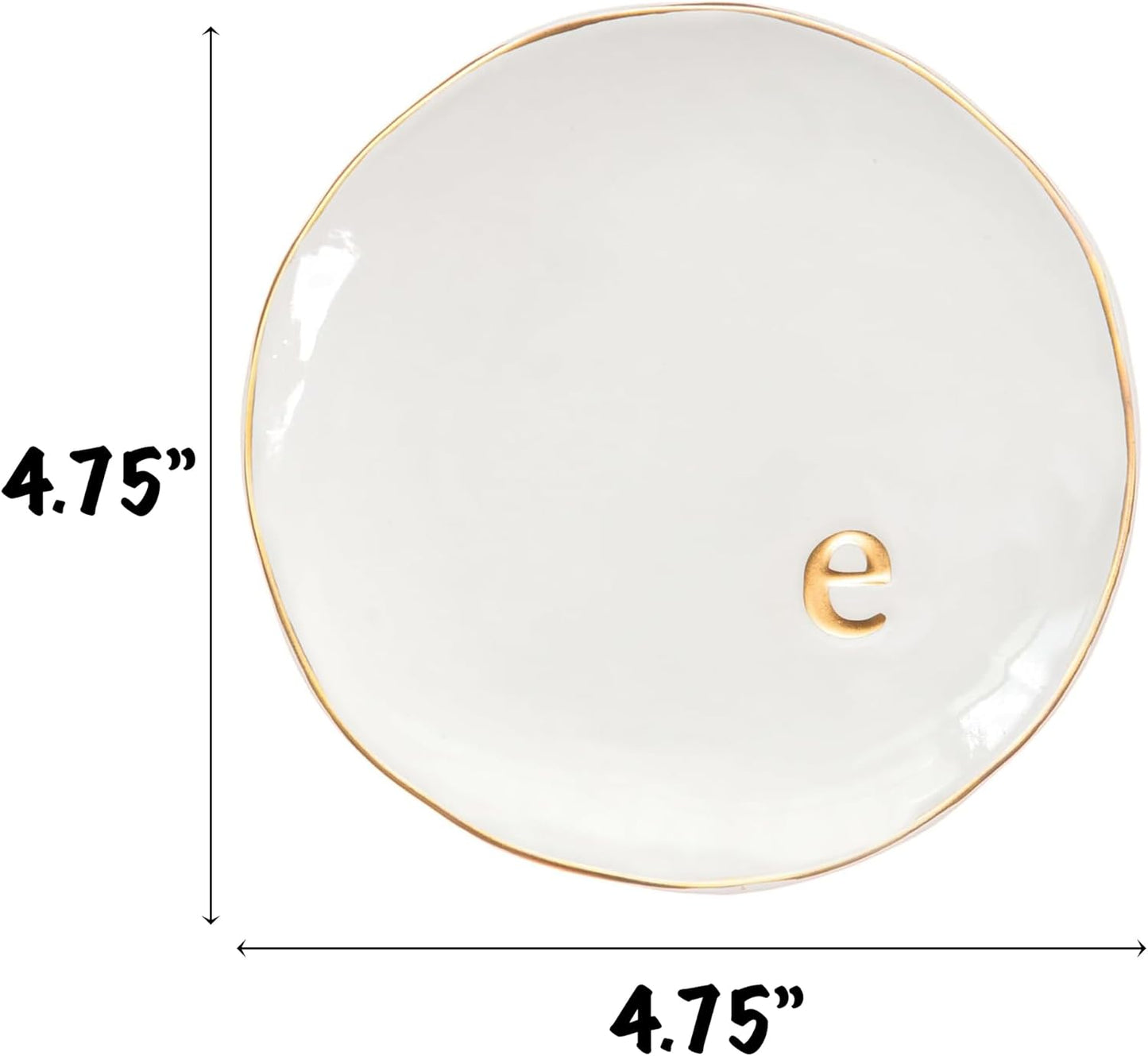 COLLECTIVE HOME - Ceramic Jewelry Tray, Decorative Trinket Dish for Rings Earrings Necklaces Bracelet Watch Keys, Birthday Mother's Day Christmas Gift for Women, 4.75", Glossy (e)